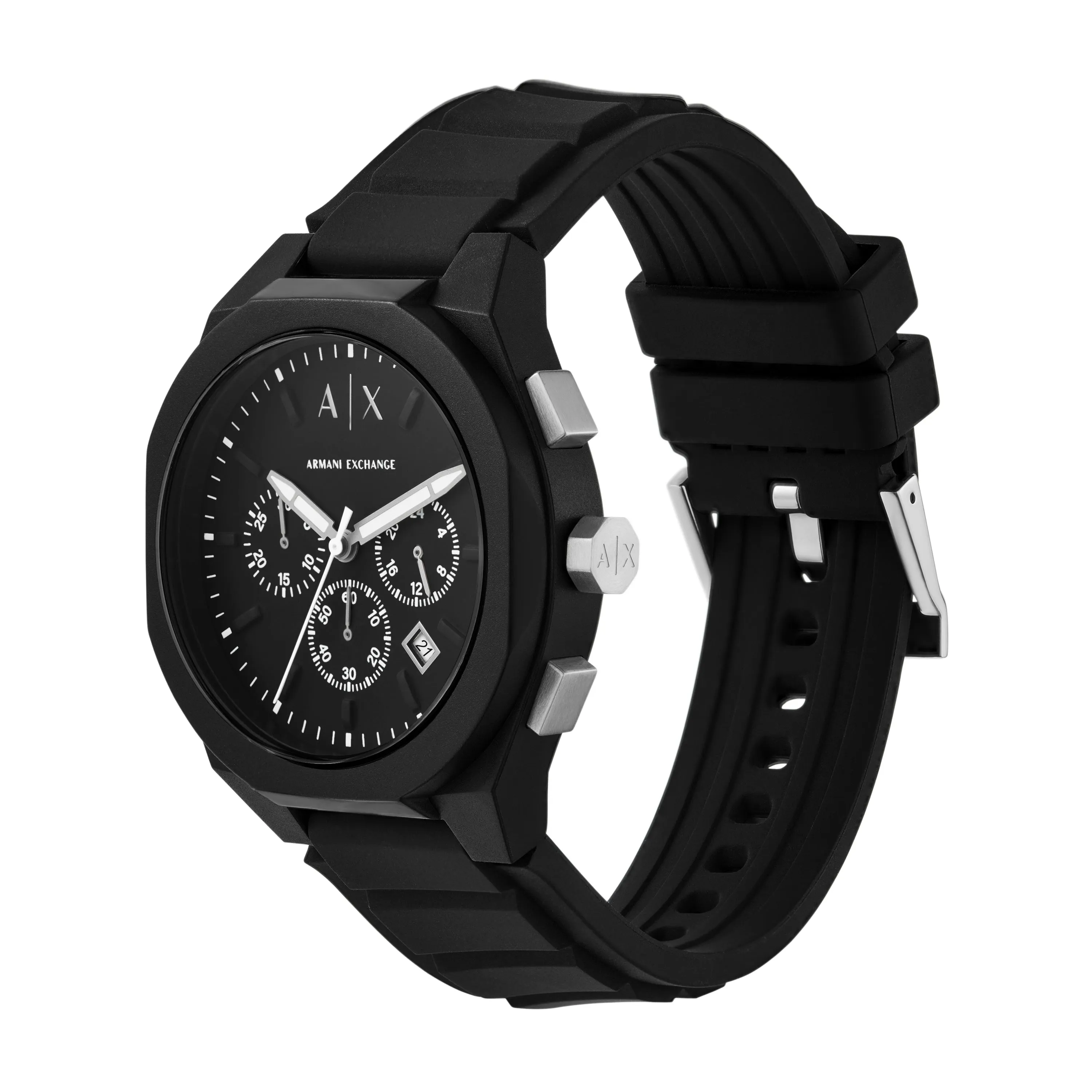 Armani Exchange Chronograph Black Silicone Watch AX4161