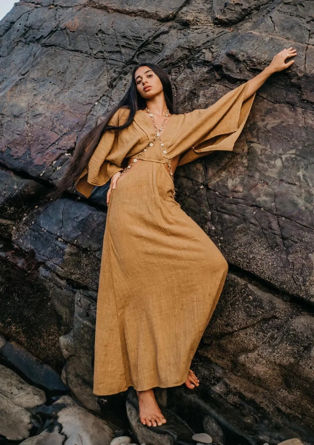 AURORA DRESS - GOLDEN BROWN