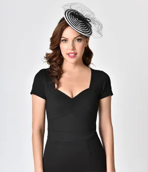 Black & White Netted Swirl Fascinator