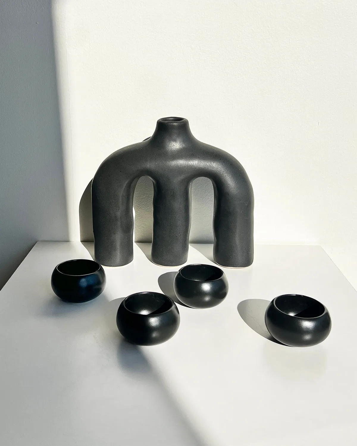 Black Velvet Stoneware Mezcal Cups - Set of 4