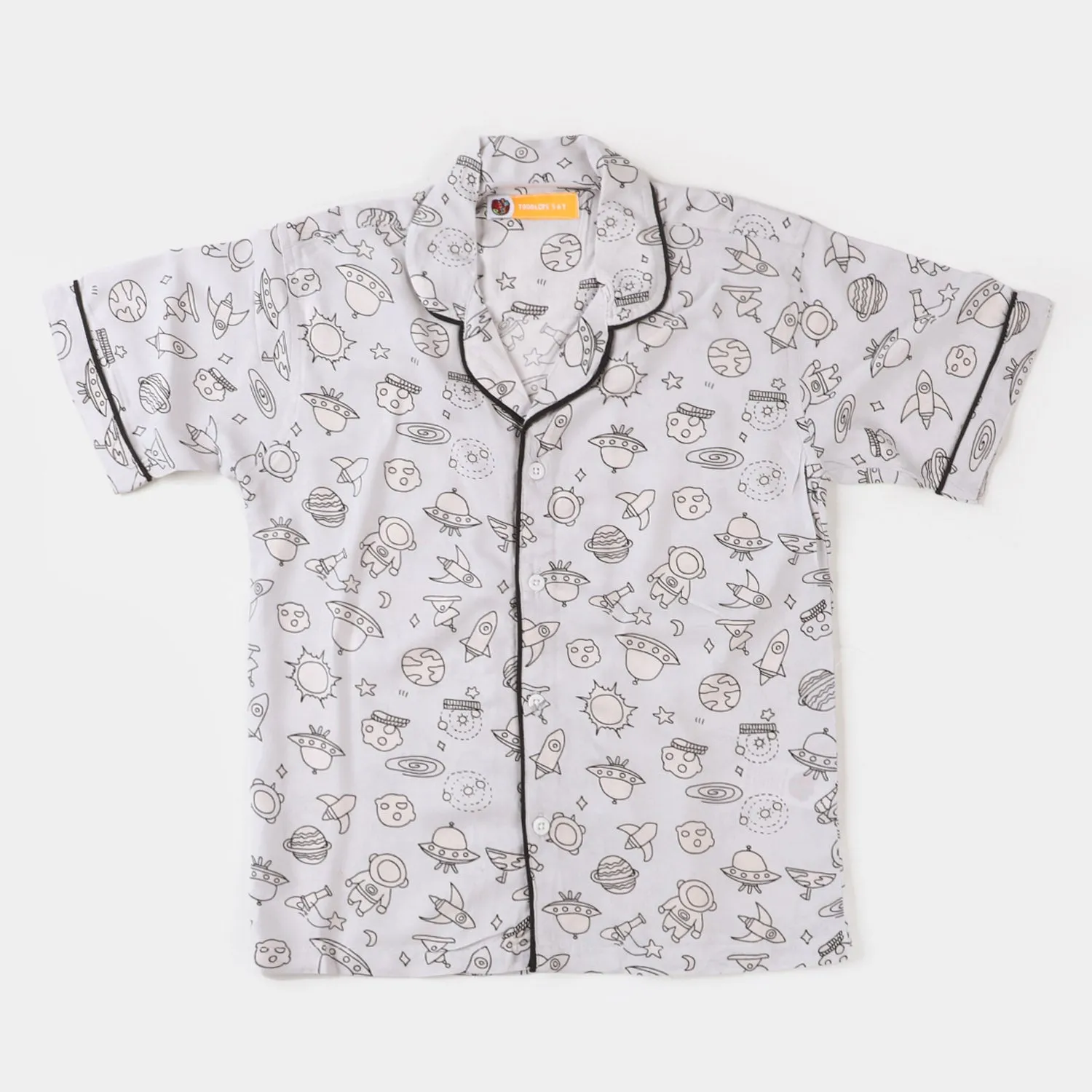 Boys Woven 2PC Night Suit Space - GREY