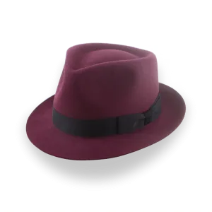 Burgundy Short Brim Trilby Hat in Elegant Beaver Fur Felt | The Verve