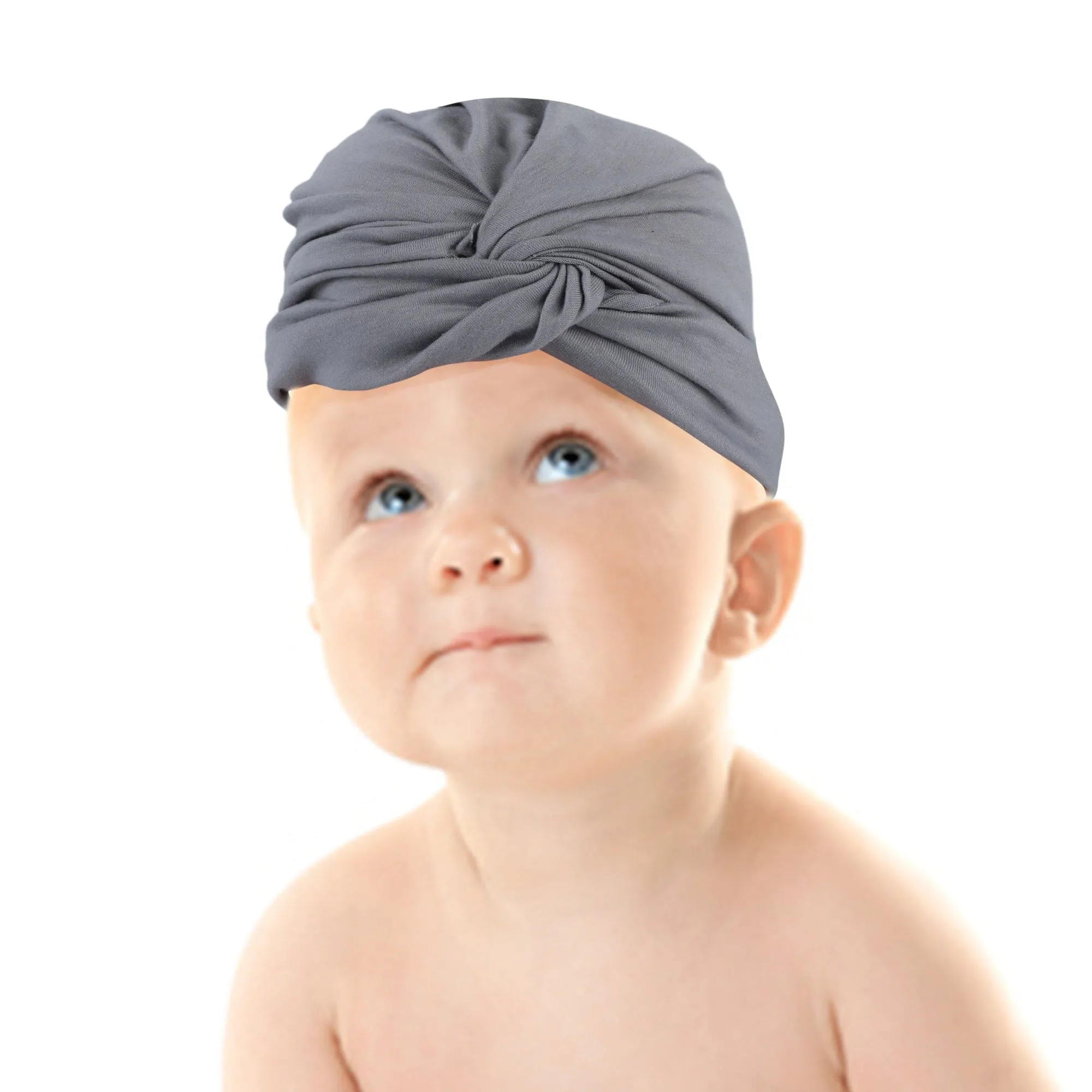 Cute Knotted Turban Cap Infant Beanie - Grey