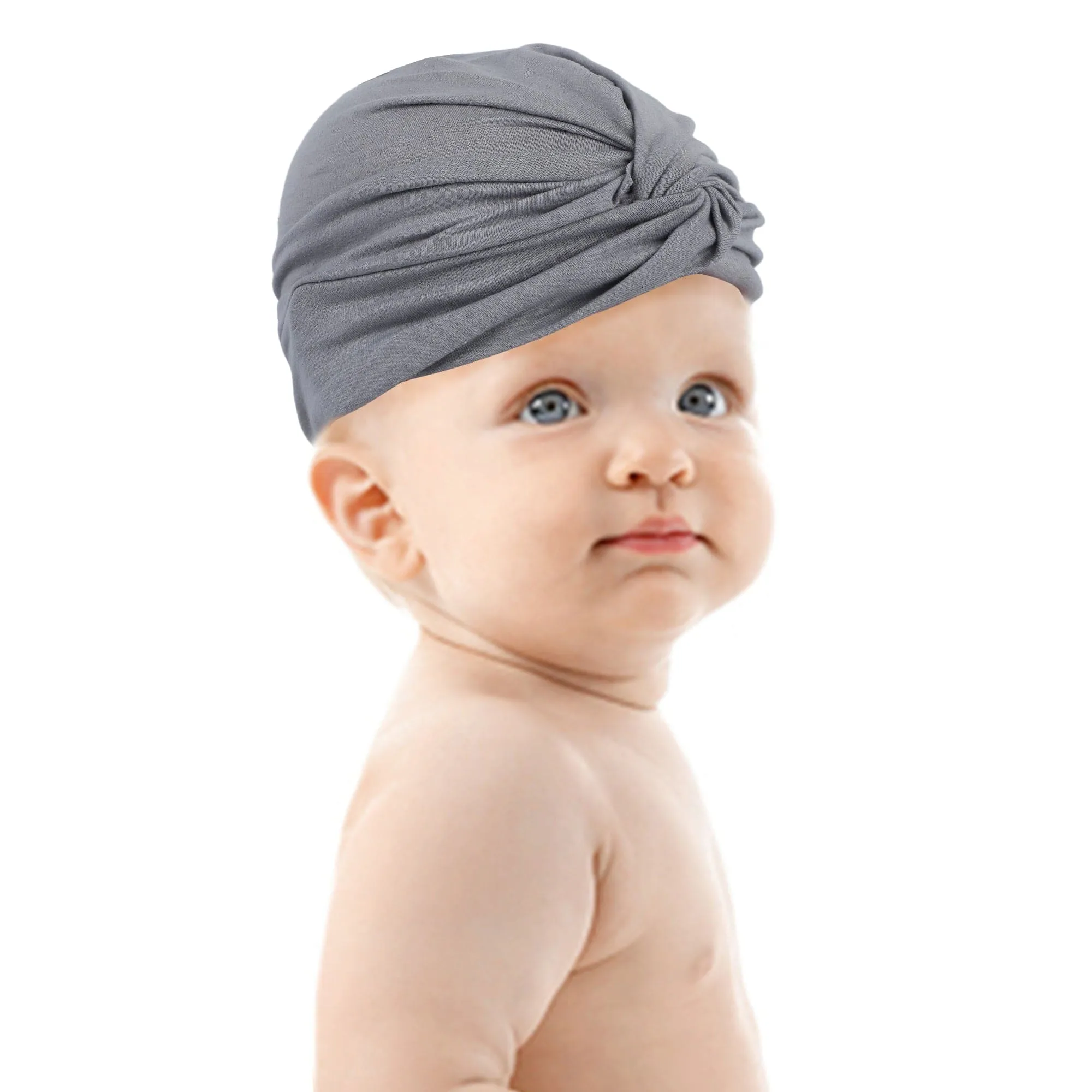 Cute Knotted Turban Cap Infant Beanie - Grey