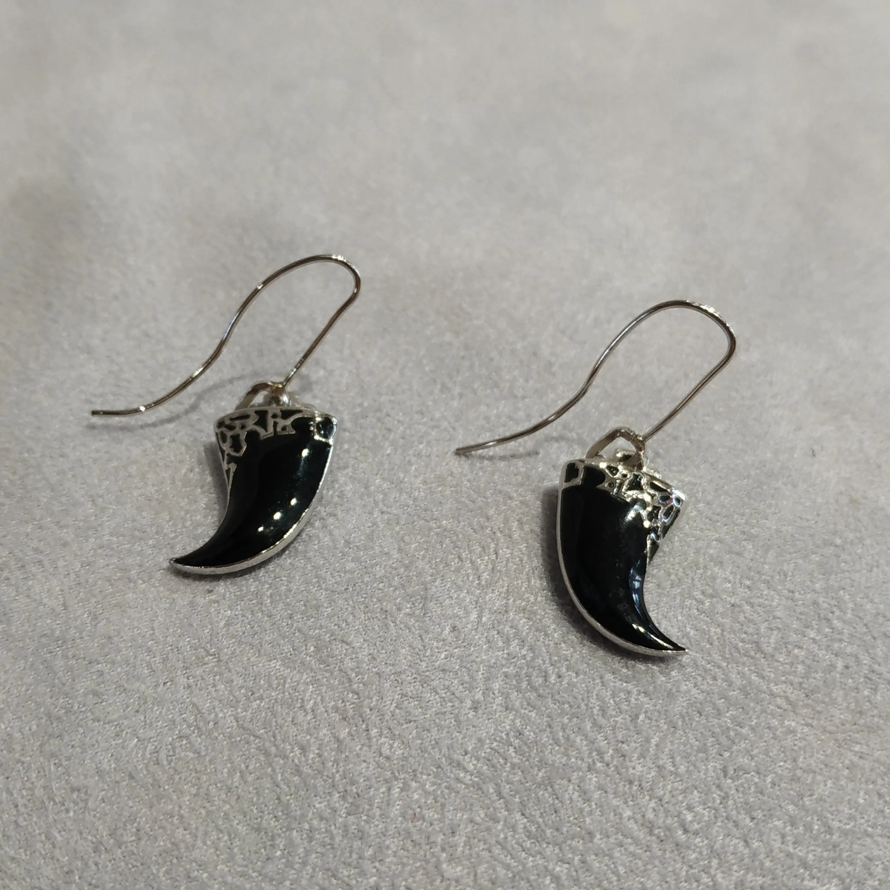Dior Black Shark Tooth Hook Earrings