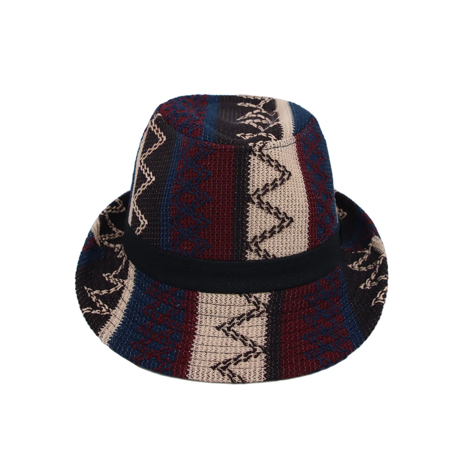 Fedora Hat Aztec Pattern Trilby Short Brim with Band LD61347
