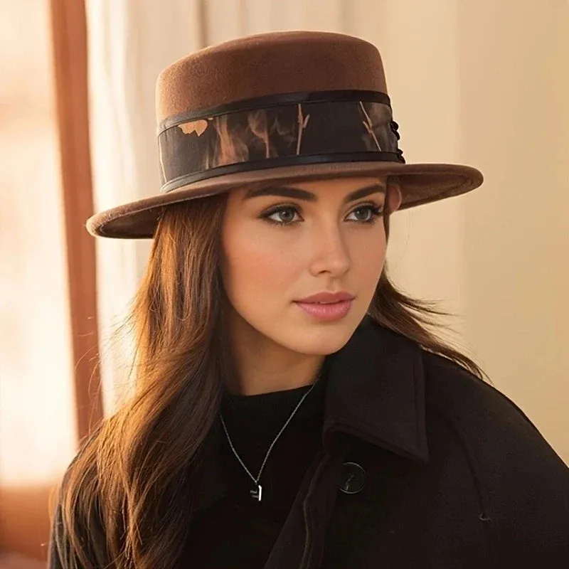 French Style Wool Fedora Sun Hat for Autumn & Winter