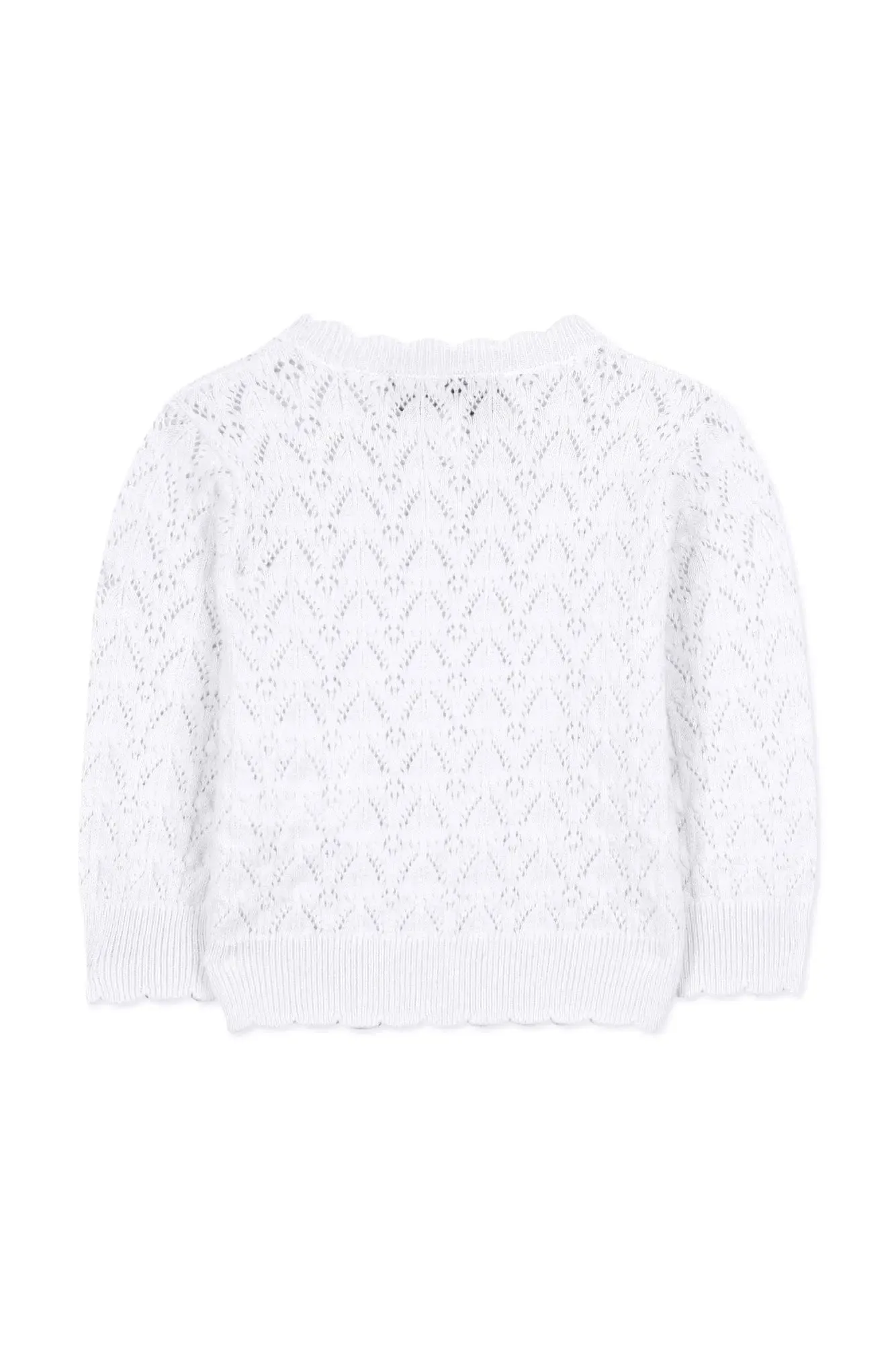 Girl's white knitted openwork cardigan
