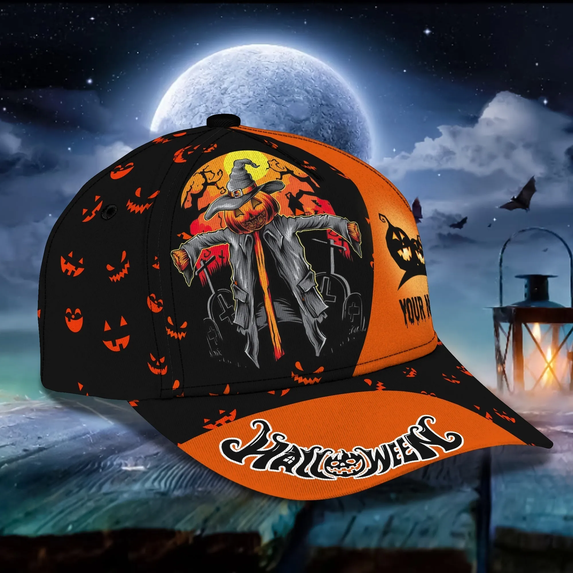 Halloween Hat Unisex Customizable Sayings Golf Hat 3d, Cap with Adjustable Hat for Mens Womens