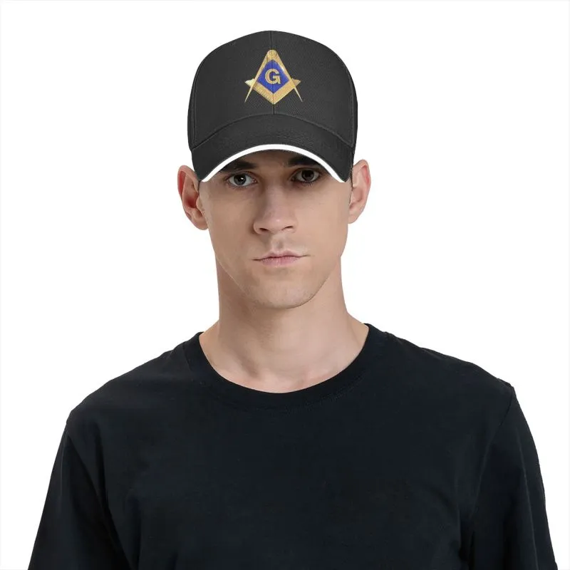 Master Mason Blue Lodge Baseball Cap - Golden Square & Compass G Adjustable Baseball Cap [Multiple Colors]