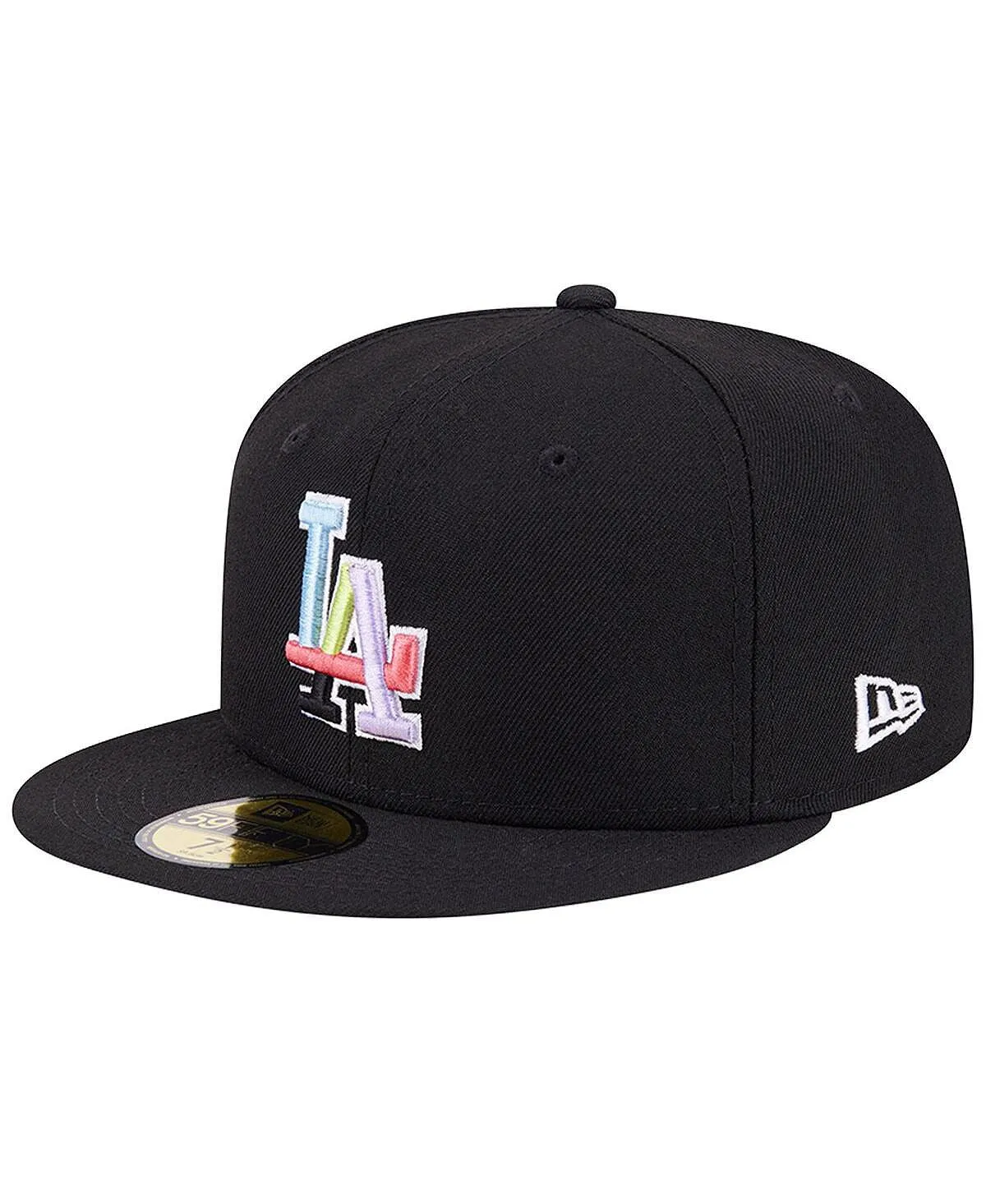 Men's Los Angeles Dodgers Multi-Color 59FIFTY Black Fitted Baseball Cap New Era