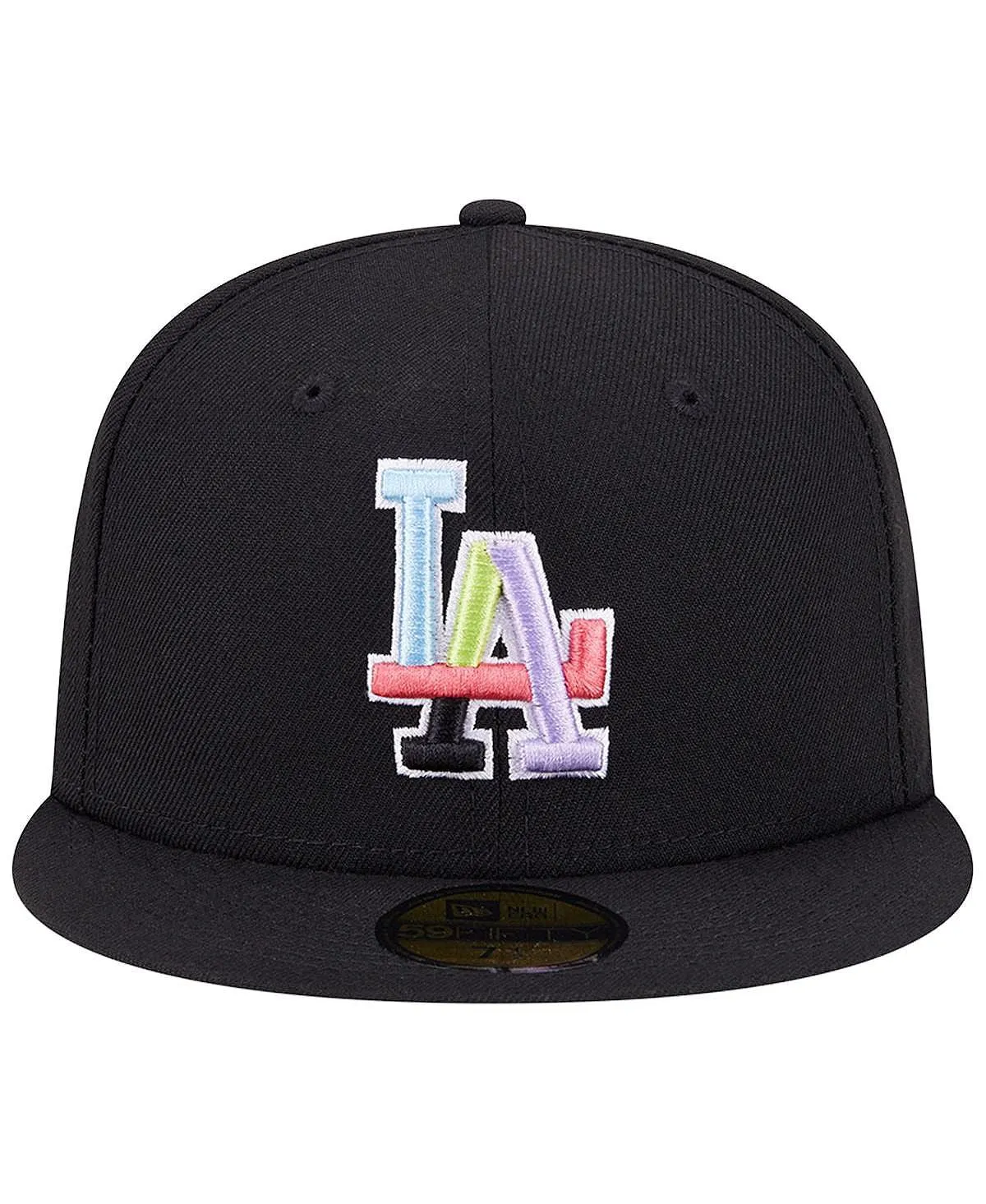 Men's Los Angeles Dodgers Multi-Color 59FIFTY Black Fitted Baseball Cap New Era