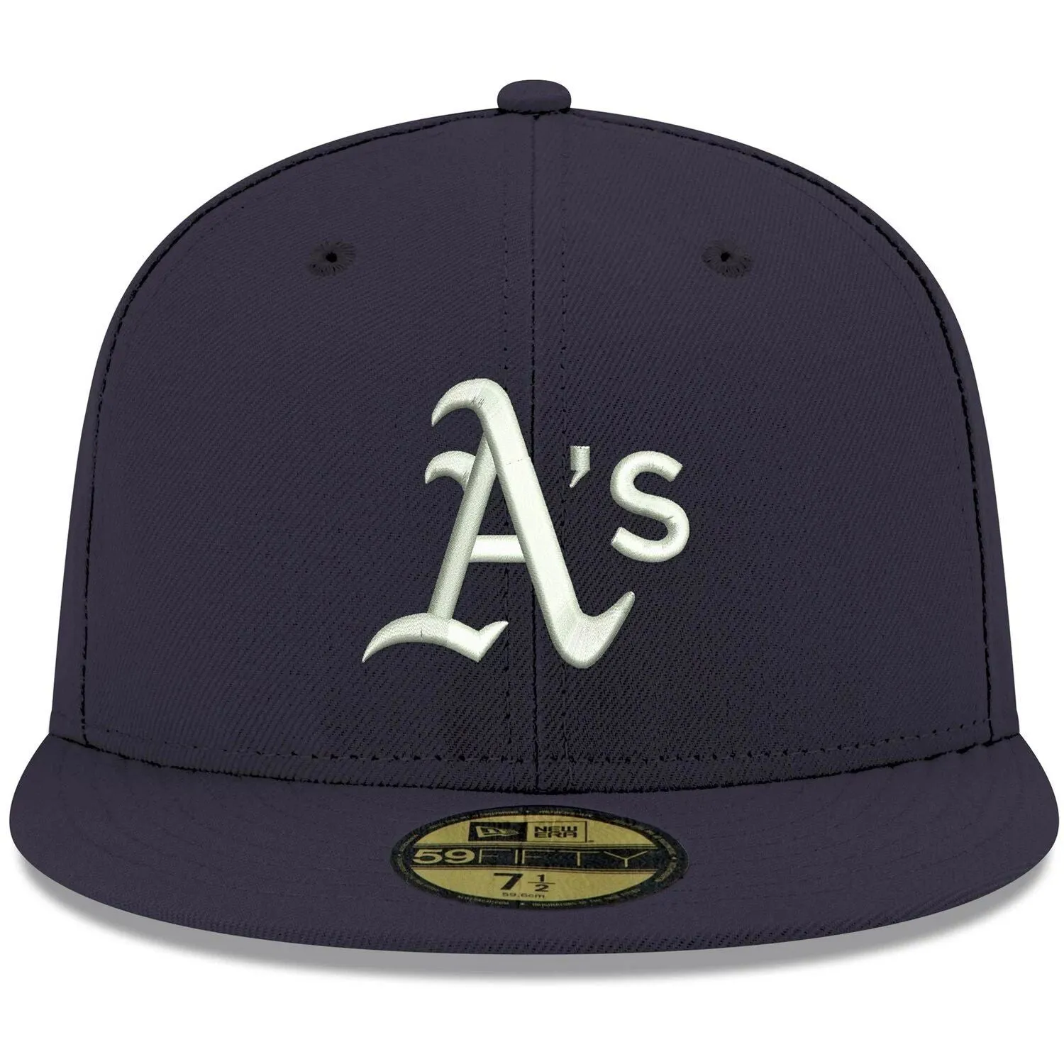 Men's New Era Oakland Athletics Logo Navy Blue Cap White 59FIFTY Fitted Cap