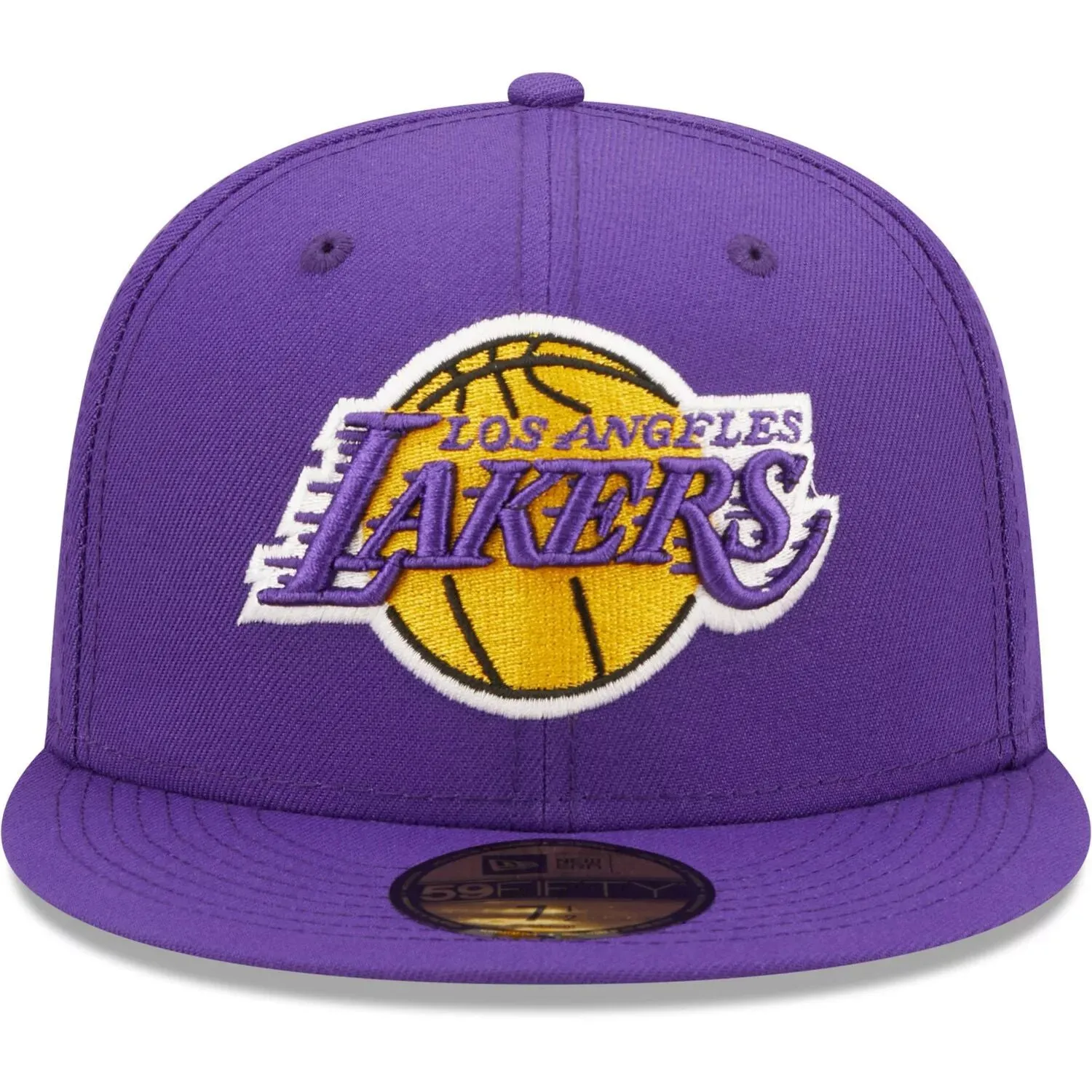 Men's New Era Purple Los Angeles Lakers 17x NBA Finals Champions Pop 59FIFTY Sweatshirt Fitted Hat