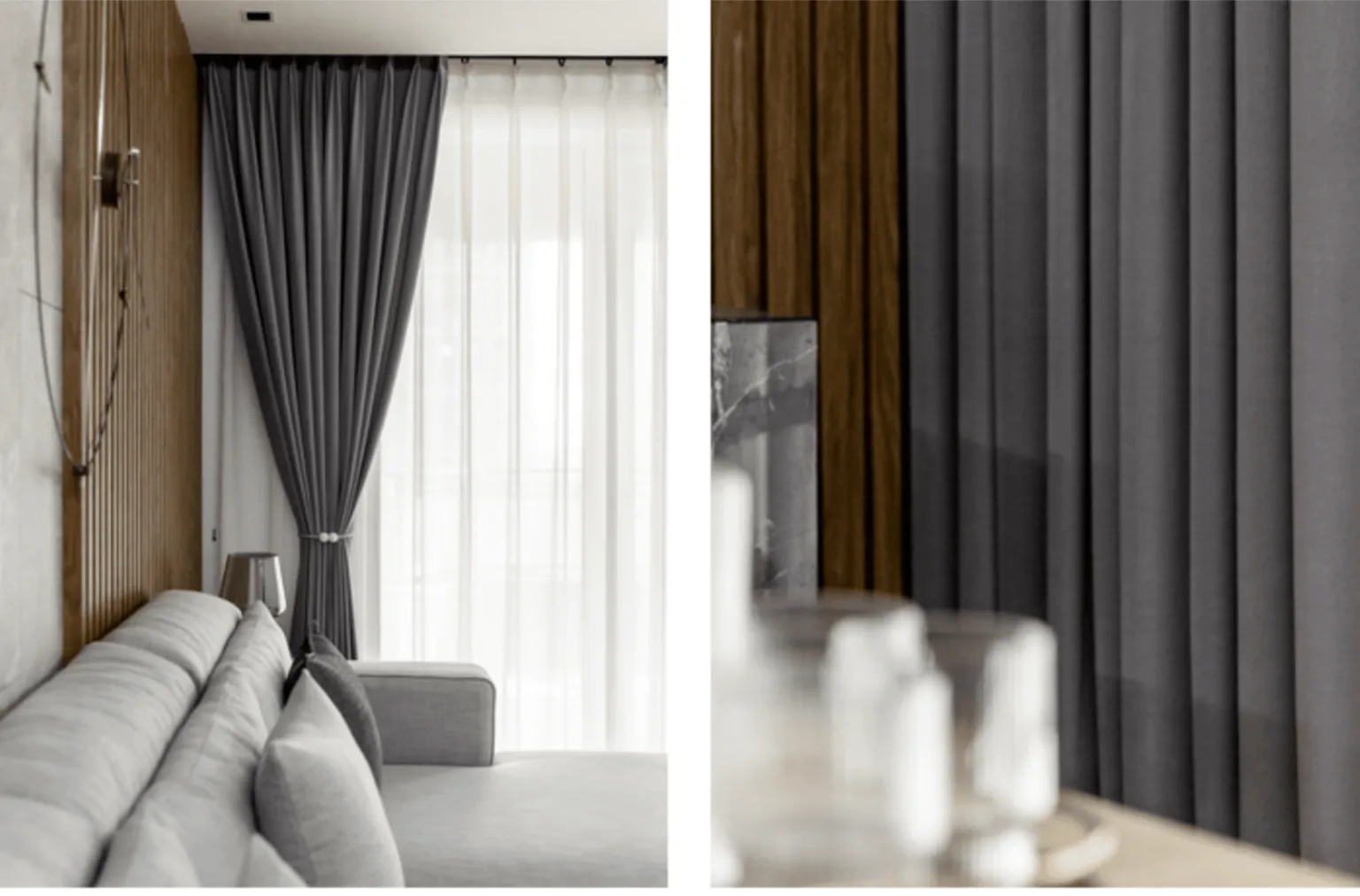 Mila Modern Luxury Plush Plain Velvet Curtains - Gray