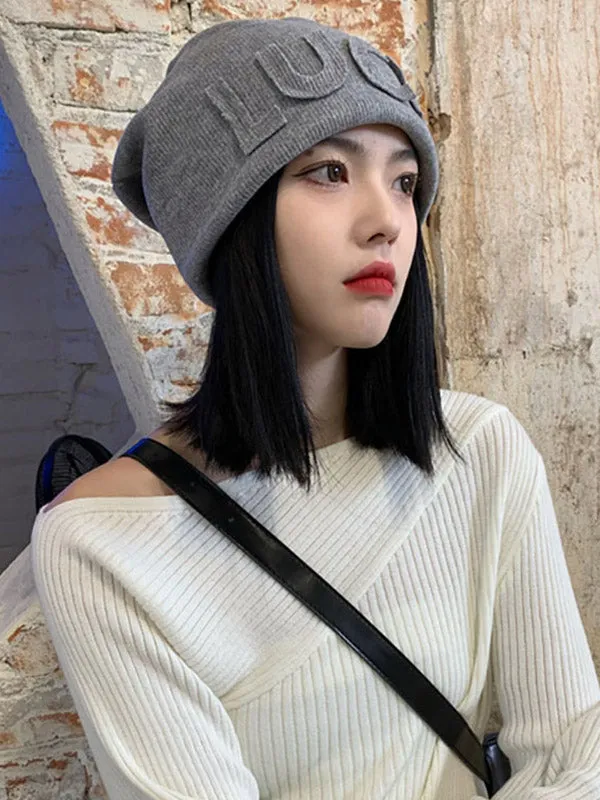 Original Simple 5 Colors Letter Applique Knitting Hat
