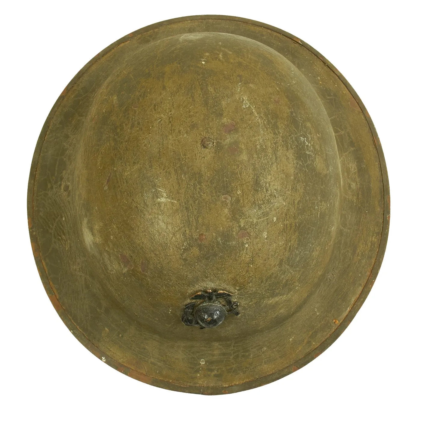 Original WWI U.S. Marine Corps M1917 Doughboy Helmet Shell with EGA Badge & Partial Liner