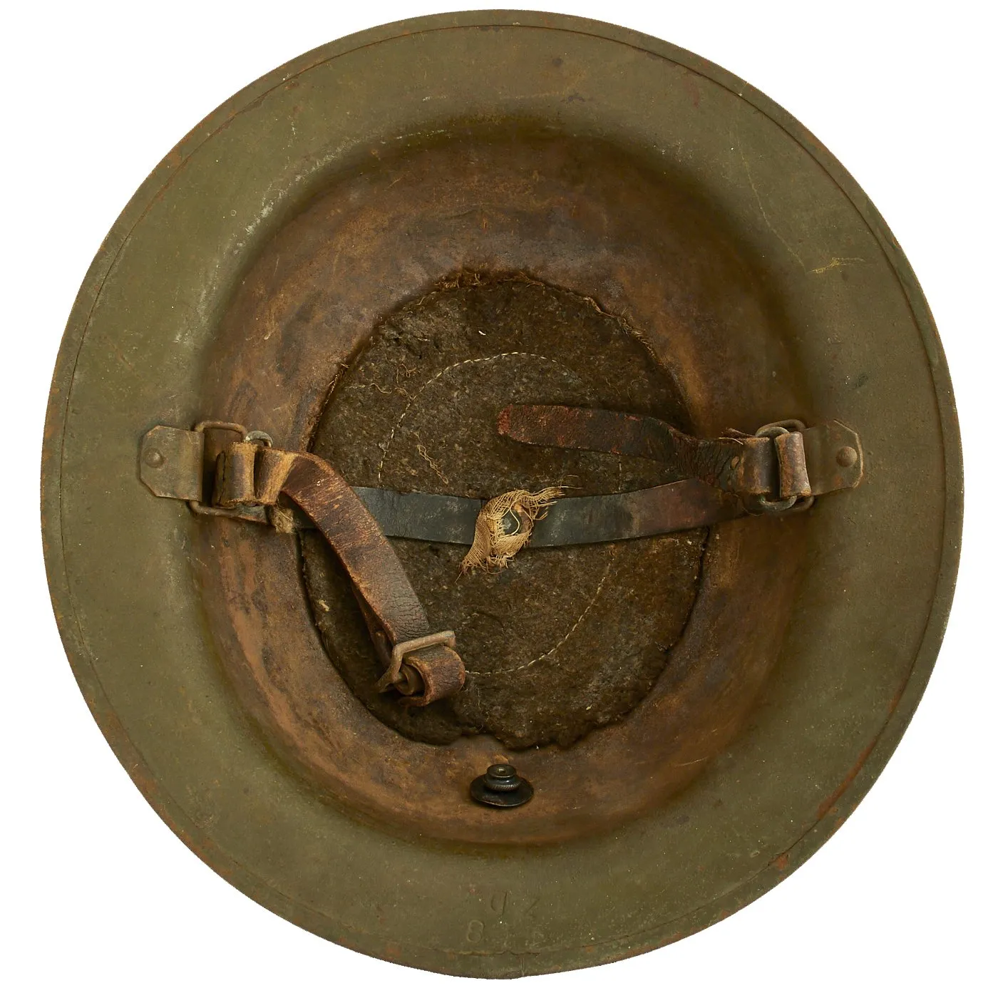 Original WWI U.S. Marine Corps M1917 Doughboy Helmet Shell with EGA Badge & Partial Liner