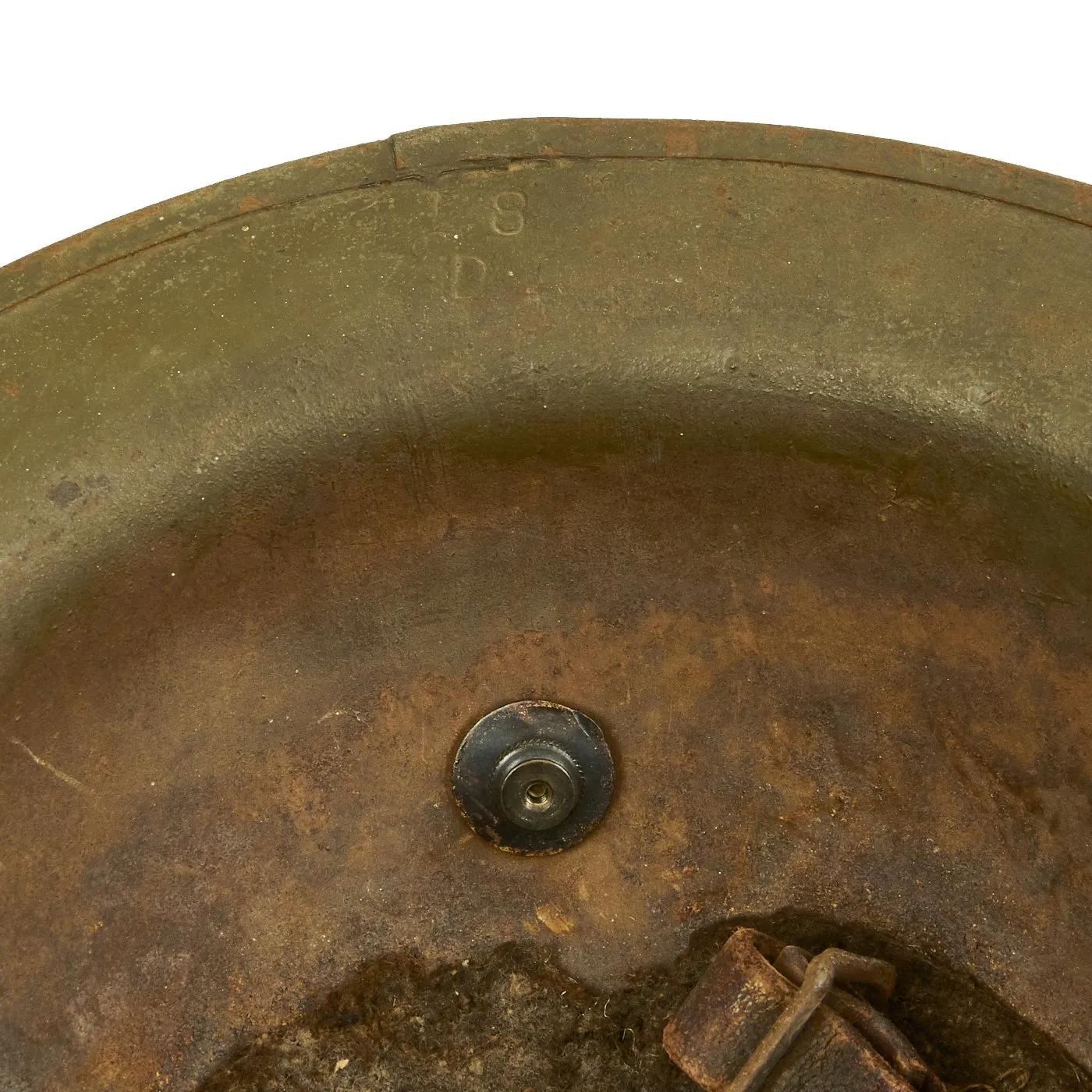 Original WWI U.S. Marine Corps M1917 Doughboy Helmet Shell with EGA Badge & Partial Liner