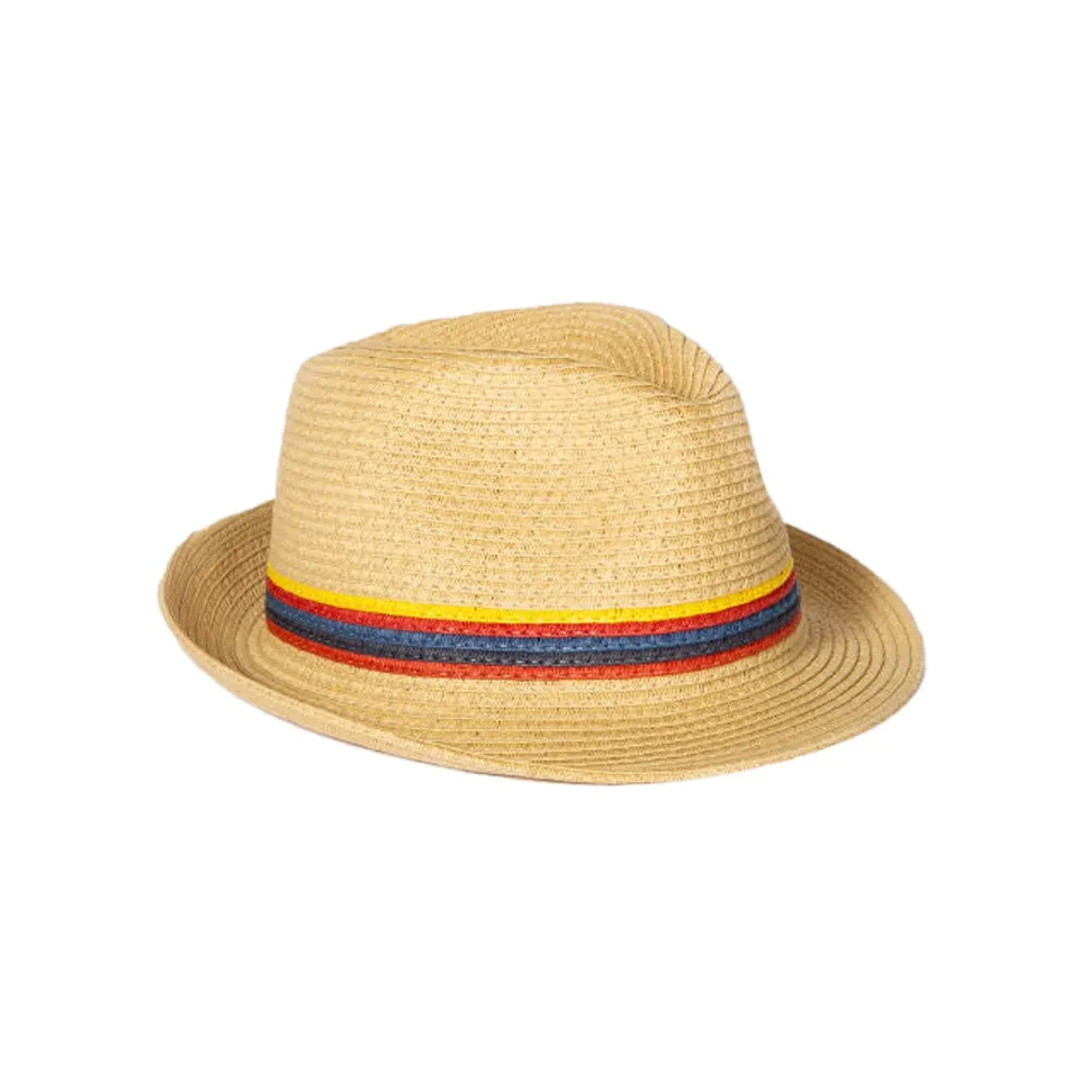 PAUL SMITH Artist Stripe Raffia Trilby Hat - Sand