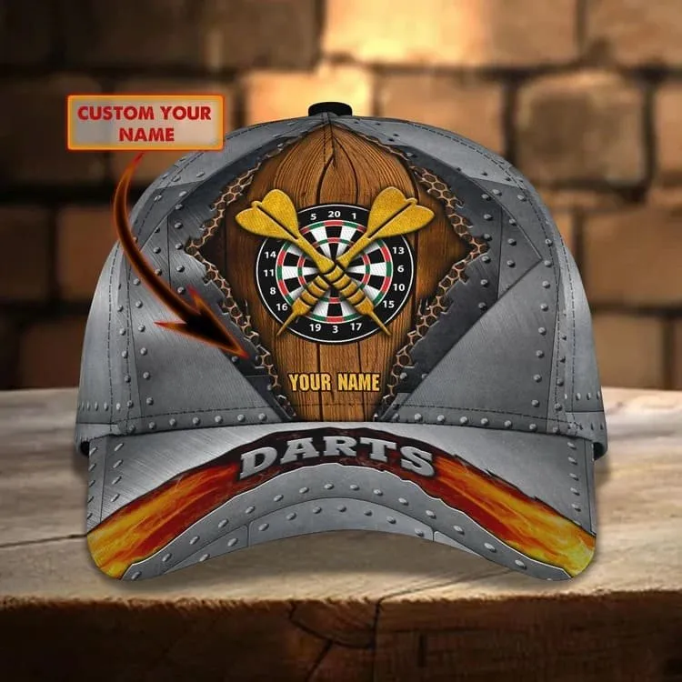 Personalized Dart 3D All Over Printed Baseball Cap, Water and Fire Art Dart Hat for Dart Lovers