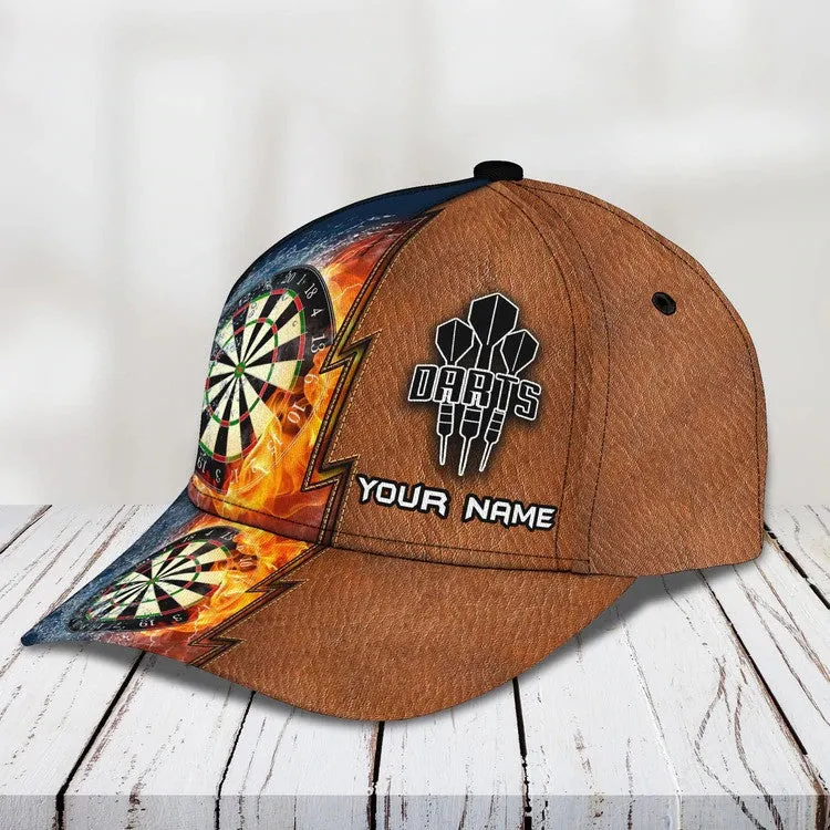 Personalized Dart 3D All Over Printed Baseball Cap, Water and Fire Art Dart Hat for Dart Lovers