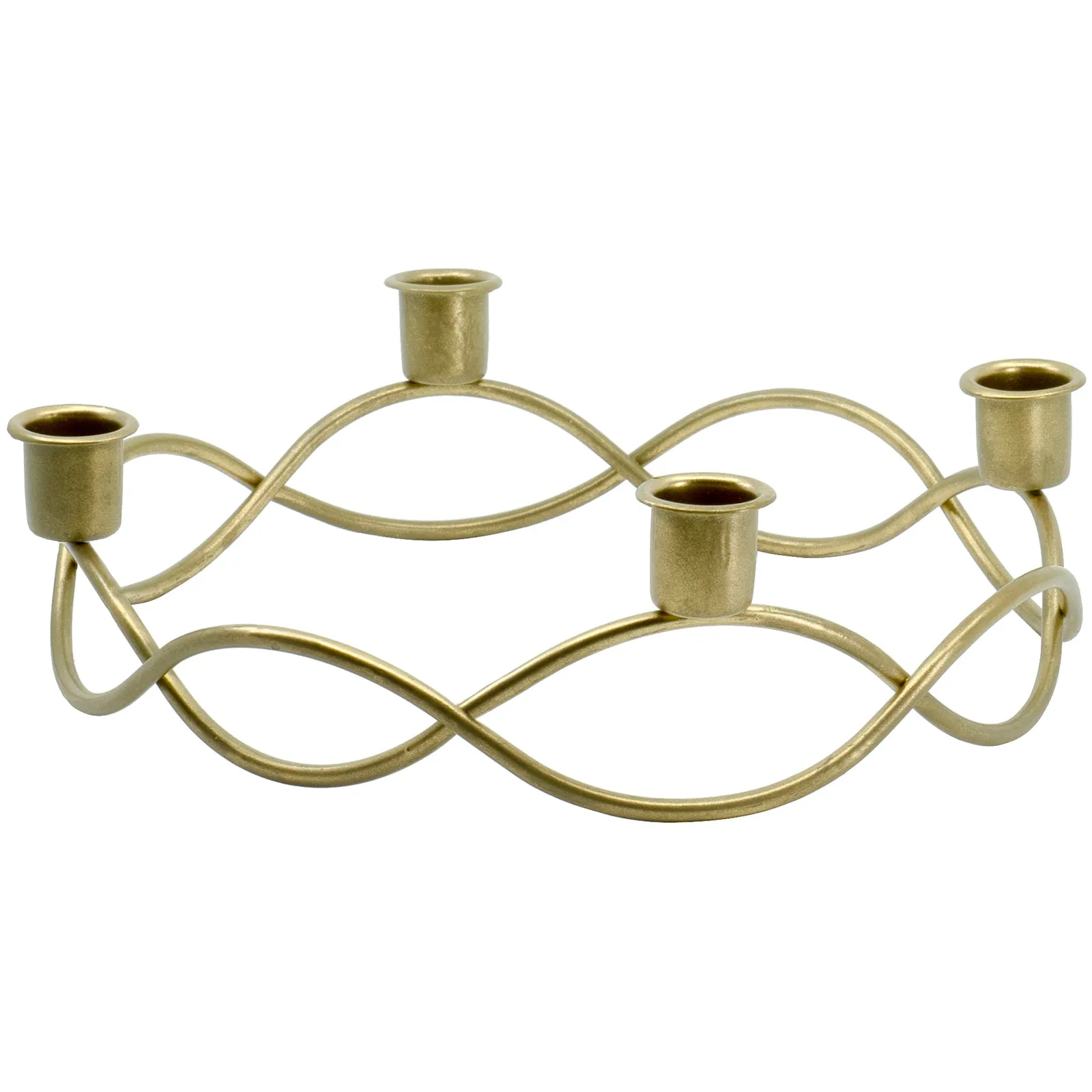 Red Co. 10" Dia Metal Christmas Advent Wreath Taper Candle Holder, Seasonal Centerpiece Decor - Old Gold