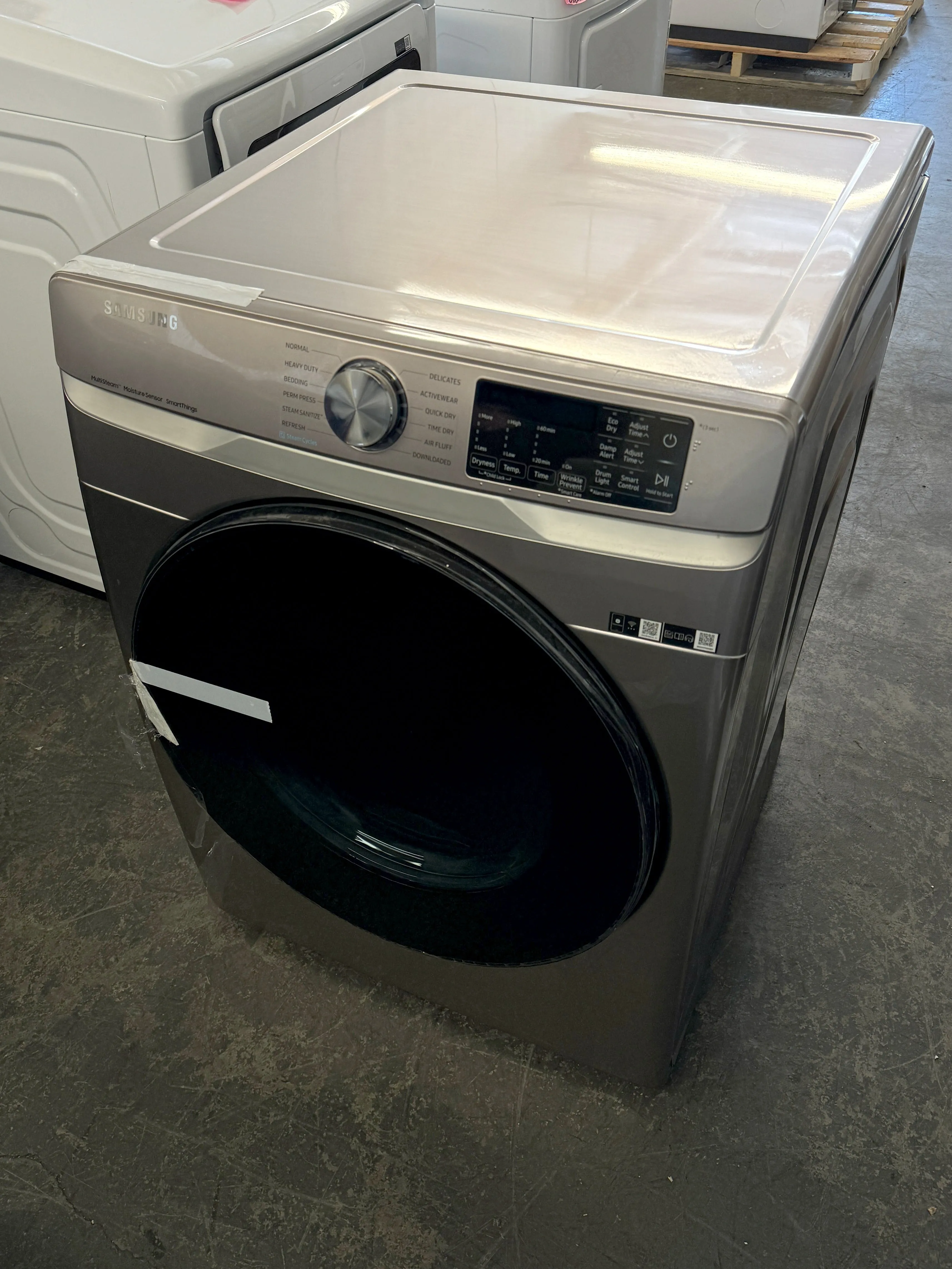 Samsung DVE45B6300C 27 Inch Electric Smart Dryer with 7.5 Cu.Ft. Capacity, Steam Sanitize , Sensor Dry, Wi-Fi Connectivity, 21 Dry Cycles, 10 Dry Options, 5 Temperature Settings, Lint Filter Indicator, 4 Way Venting: Champagne