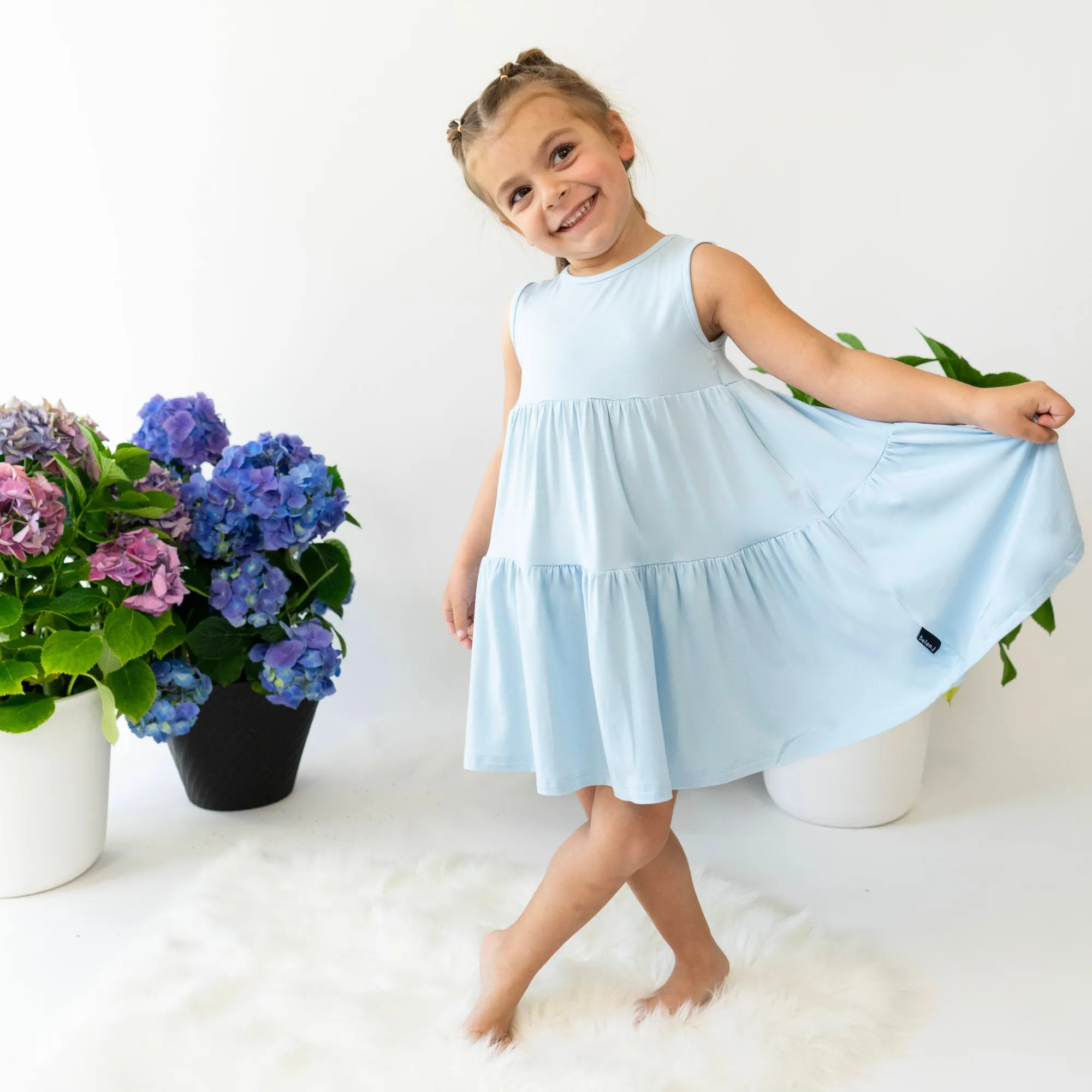 Sleeveless Tiered Dress - Hydrangea Blue