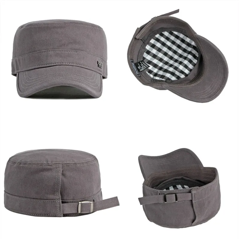 Solid All Cotton Military Cap Man Flat Top Women Baseball Cap Army Outdoor Snapback Military Hats Trucker Caps