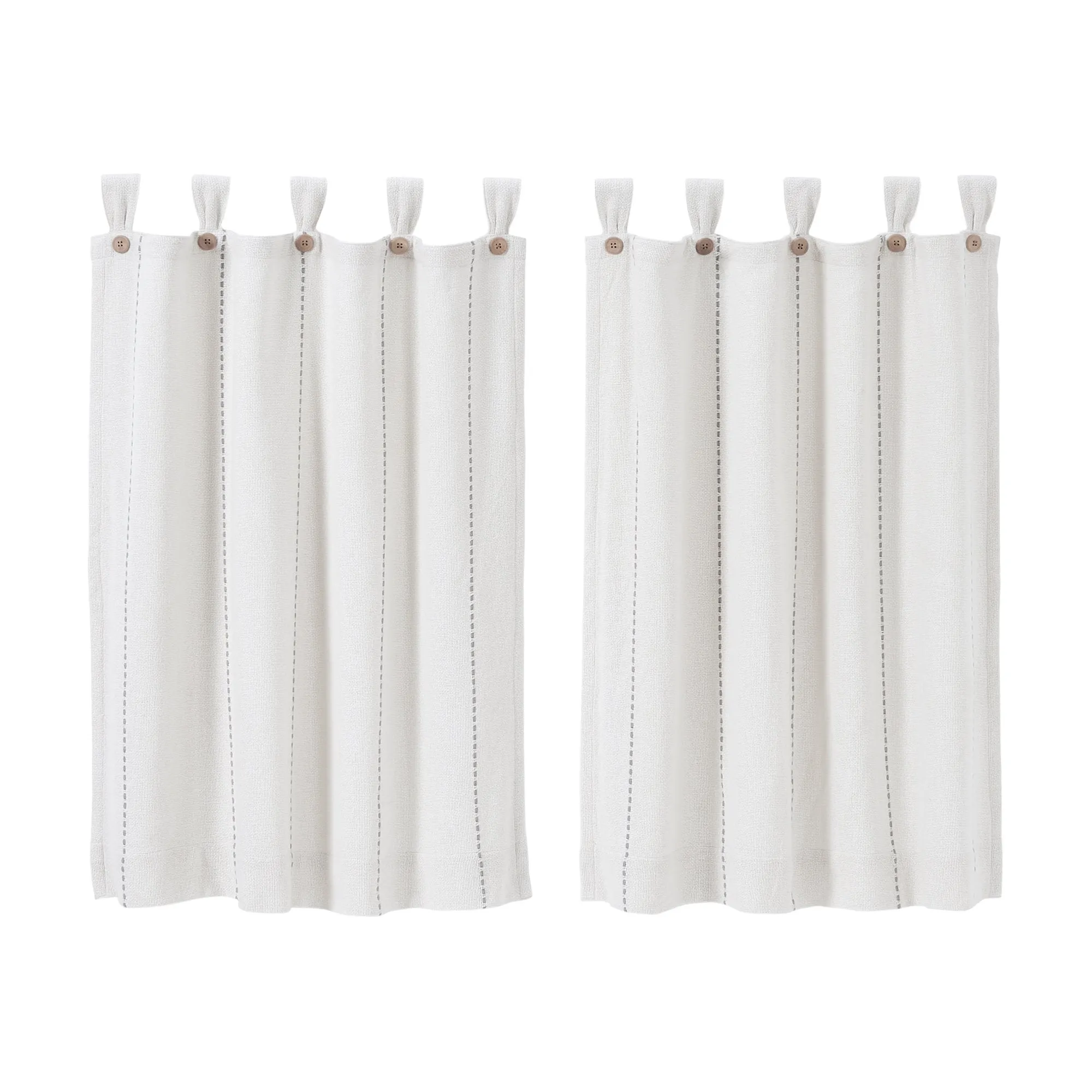 Stitched Burlap White Lined Tier Curtains 36"