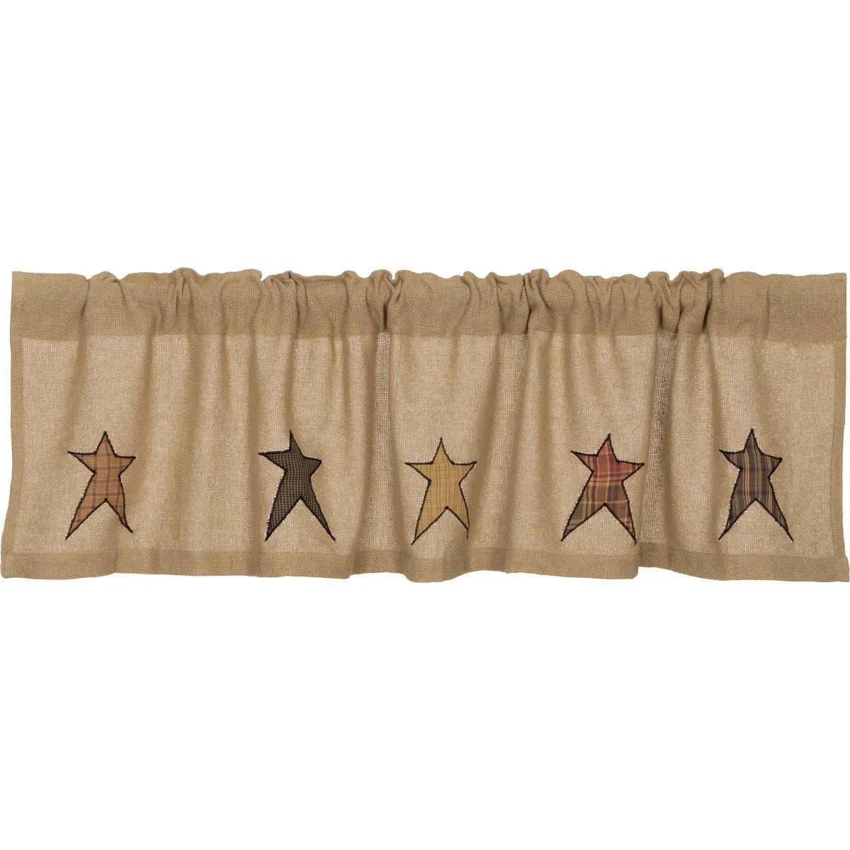 Stratton Burlap Applique Star Valance 60"