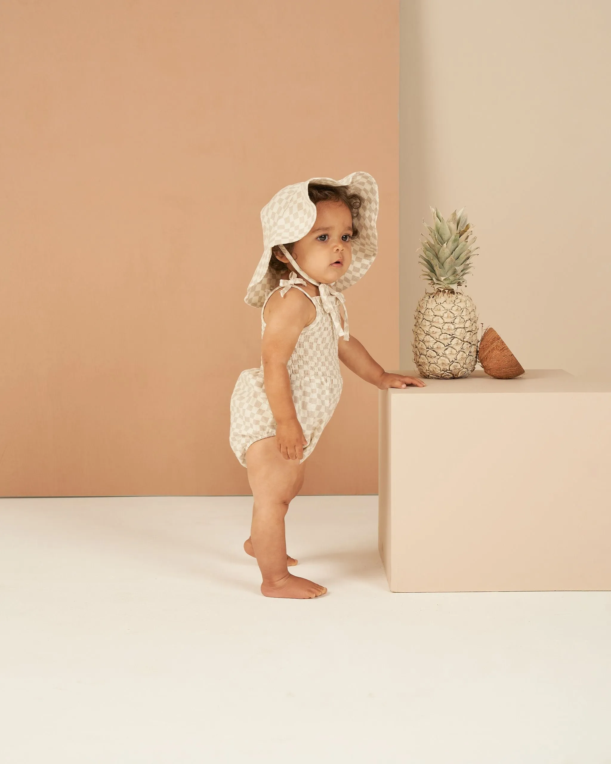 The Floppy Sun Hat by Rylee & Cru - Dove Check - BABY