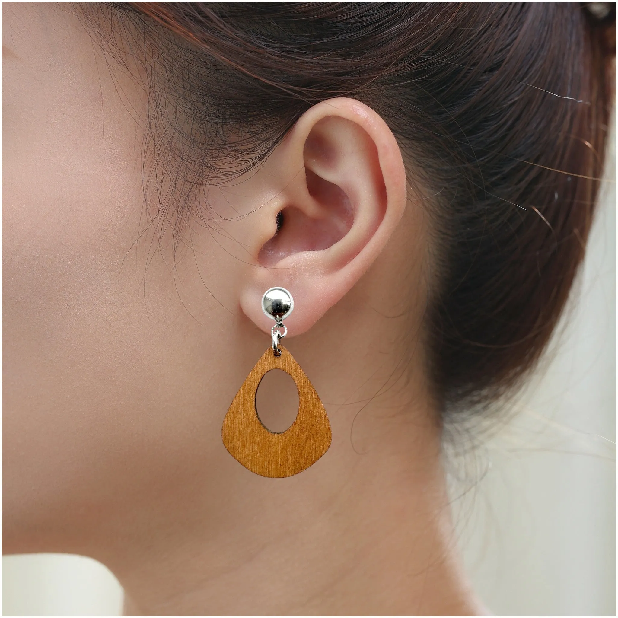 Ti-Go Wooden Water Drop Earrings