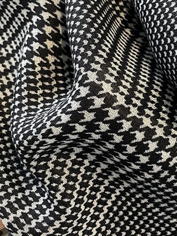 Vintage Houndstooth Floral Printed Scarf